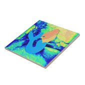 Blaue und grüne Meerjungfische Fliese (Seite)