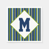 Blaue und grüne Mit Monogramm Cocktails Napkins Serviette (Vorderseite)