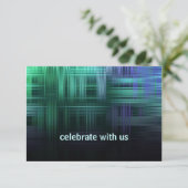 Blaue und grüne moderne Karierte Antwortkarte RSVP Karte (Stehend Vorderseite)