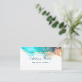 Blaue und grüne moderne Kunst Flüssige Wasserfarbe Visitenkarte (Stehend Vorderseite)