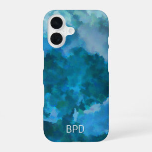 Blaue und grüne moderne Wasserfarbe individuell mo iPhone 16 Hülle