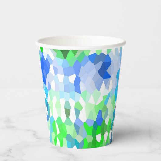 Blaue und grüne Mosaike Pappbecher (Rückseite)