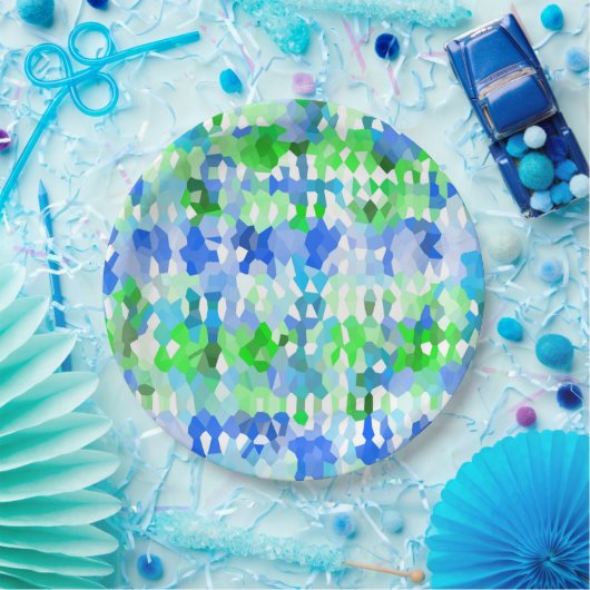 Blaue und grüne Mosaike Pappteller (Party)