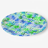 Blaue und grüne Mosaike Pappteller (Schrägansicht)