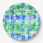 Blaue und grüne Mosaike Pappteller (Vorderseite)