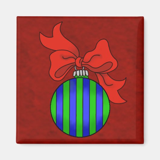 Blaue und grüne Ornamente mit rotem Rücken - Magne Magnet (Vorne)