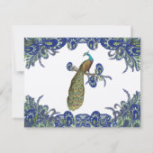 Blaue und grüne Pfauenhochzeit RSVP Karte (Rückseite)