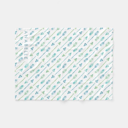 Blaue und grüne Pfeile Fleecedecke (Vorderseite (Horizontal))