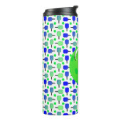 Blaue und grüne Pickleball-Paddle Mit Monogramm Thermosbecher (Nach links gedreht)