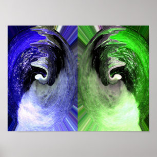 Blaue und grüne Planeten Kunst Poster