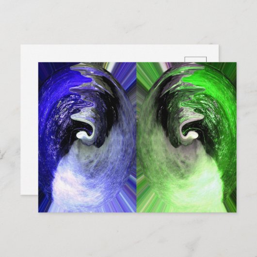 Blaue und grüne Planeten Postkarte (Vorne/Hinten)