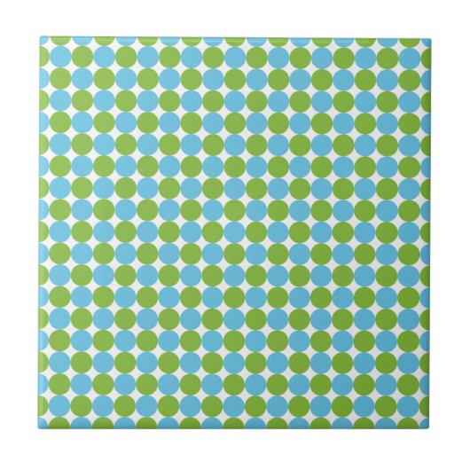 Blaue und grüne Polka-Punktmuster Fliese (Vorderseite)