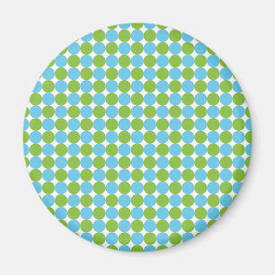 Blaue und grüne Polka-Punktmuster Magnet