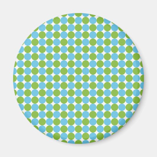 Blaue und grüne Polka-Punktmuster Magnet (Vorne)