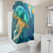 Blaue und grüne Quallen Duschvorhang (Beispiel)