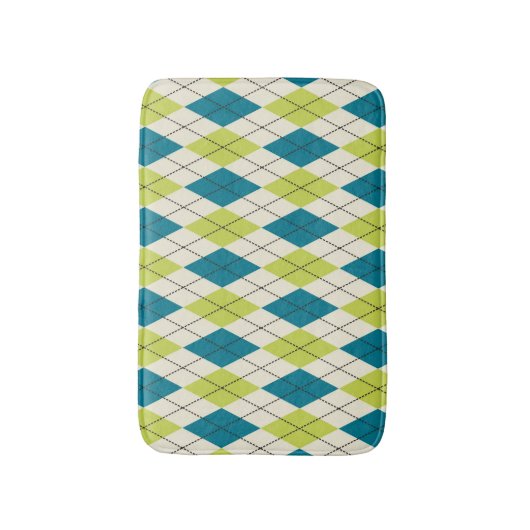 Blaue und grüne Raute Badematte (Vorderseite Vertikal)