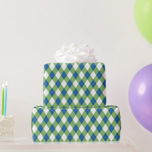 Blaue und grüne Raute Diamantmuster Geschenkpapier