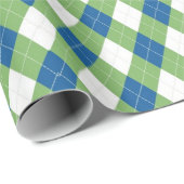 Blaue und grüne Raute Diamantmuster Geschenkpapier (Rolleneckpunkt)