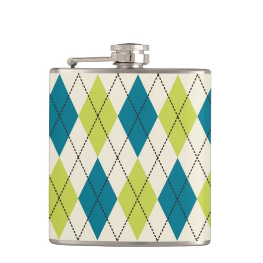 Blaue und grüne Raute Flachmann (Vorderseite)