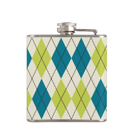 Blaue und grüne Raute Flachmann (Rückseite)