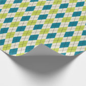 Blaue und grüne Raute Geschenkpapier (Ecke)