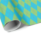Blaue und grüne Raute Geschenkpapier (Rolleneckpunkt)