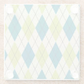 Blaue und grüne Raute Glasuntersetzer (Rückseite)