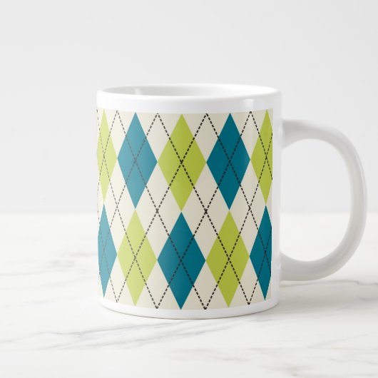 Blaue und grüne Raute Jumbo-Tasse (Rechts)