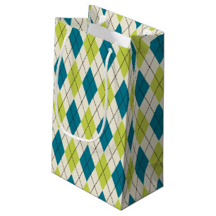 Blaue und grüne Raute Kleine Geschenktüte
