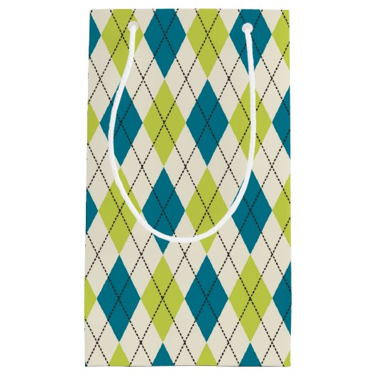 Blaue und grüne Raute Kleine Geschenktüte (Vorderseite)