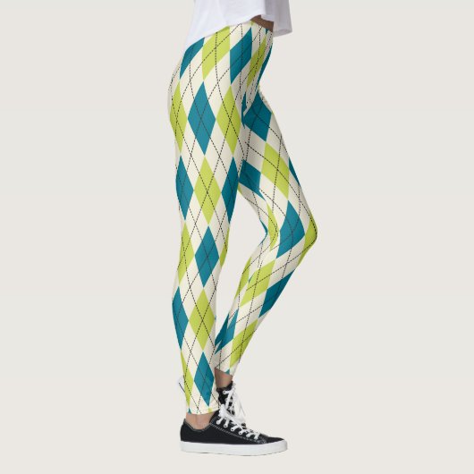 Blaue und grüne Raute Leggings (Rechts)