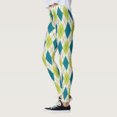 Blaue und grüne Raute Leggings (Links)
