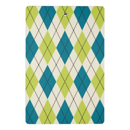Blaue und grüne Raute Mini Klemmbrett (Rückseite)