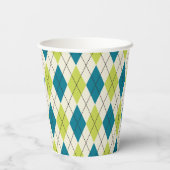 Blaue und grüne Raute Pappbecher (Rückseite)