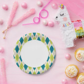 Blaue und grüne Raute Pappteller (Party)