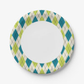 Blaue und grüne Raute Pappteller (Vorderseite)