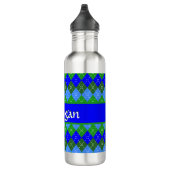 Blaue und grüne Raute Preppy Personalisiert Edelstahlflasche (Rechts)