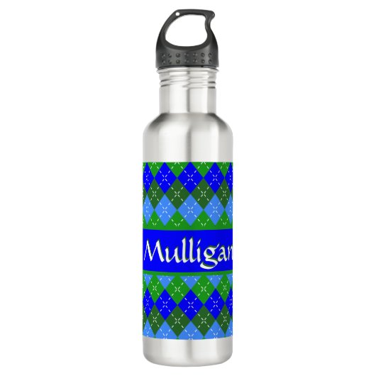 Blaue und grüne Raute Preppy Personalisiert Edelstahlflasche (Vorderseite)