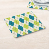 Blaue und grüne Raute Rechteckiger Pappuntersetzer (angewinkelt)