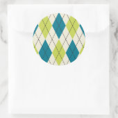 Blaue und grüne Raute Runder Aufkleber (Tasche)