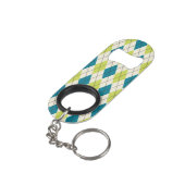 Blaue und grüne Raute Schlüsselanhängerflaschenöffner (Rückseite Schrägansicht)