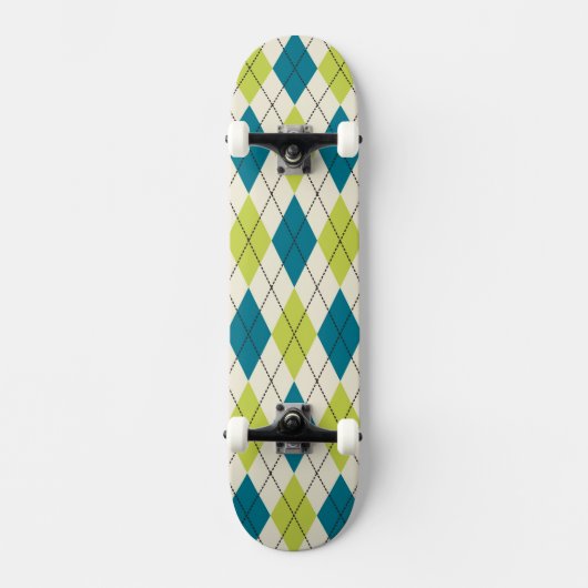 Blaue und grüne Raute Skateboard (Vorderseite)