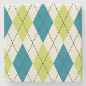 Blaue und grüne Raute Steinuntersetzer (Vorderseite)