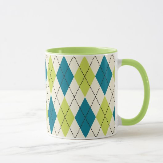 Blaue und grüne Raute Tasse (Rechts)