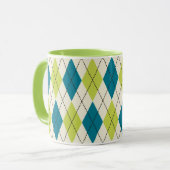 Blaue und grüne Raute Tasse (Vorderseite Links)
