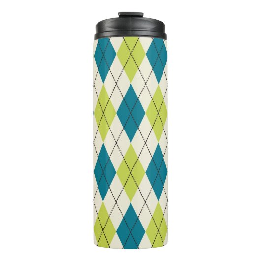 Blaue und grüne Raute Thermosbecher (Vorderseite)