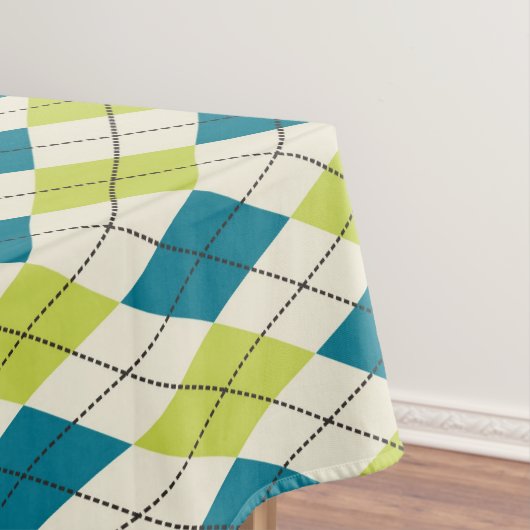 Blaue und grüne Raute Tischdecke (Beispiel)