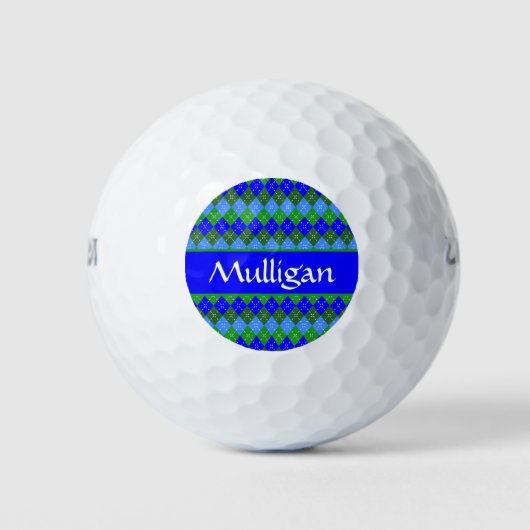 Blaue und grüne Raute Weißklemme Personalisiert Golfball (Vorderseite)