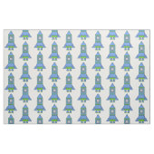 Blaue und grüne Rocket-Raum-Muster-Kinder Stoff (Fat Quarter (45,7 x 55,9 cm))