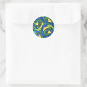 Blaue und grüne Rose Runder Aufkleber (Tasche)